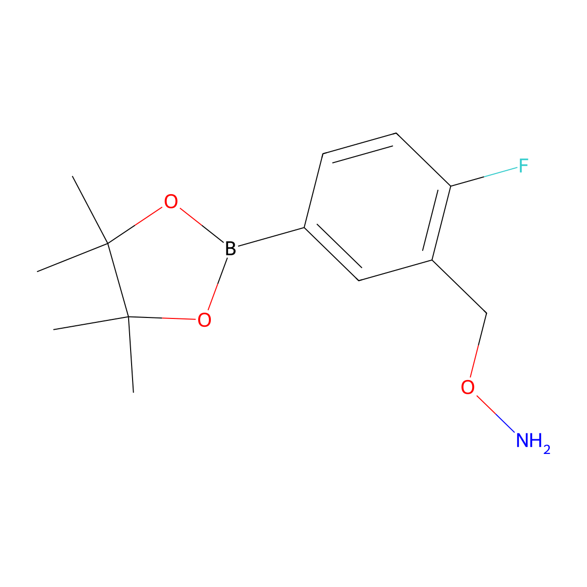 O-(2-Fluoro-5-(4,4,5,5-tetramethyl-1,3,2-dioxaborolan-2-yl)benzyl)hydroxylamine molecular structure, CAS 2096337-85-6
