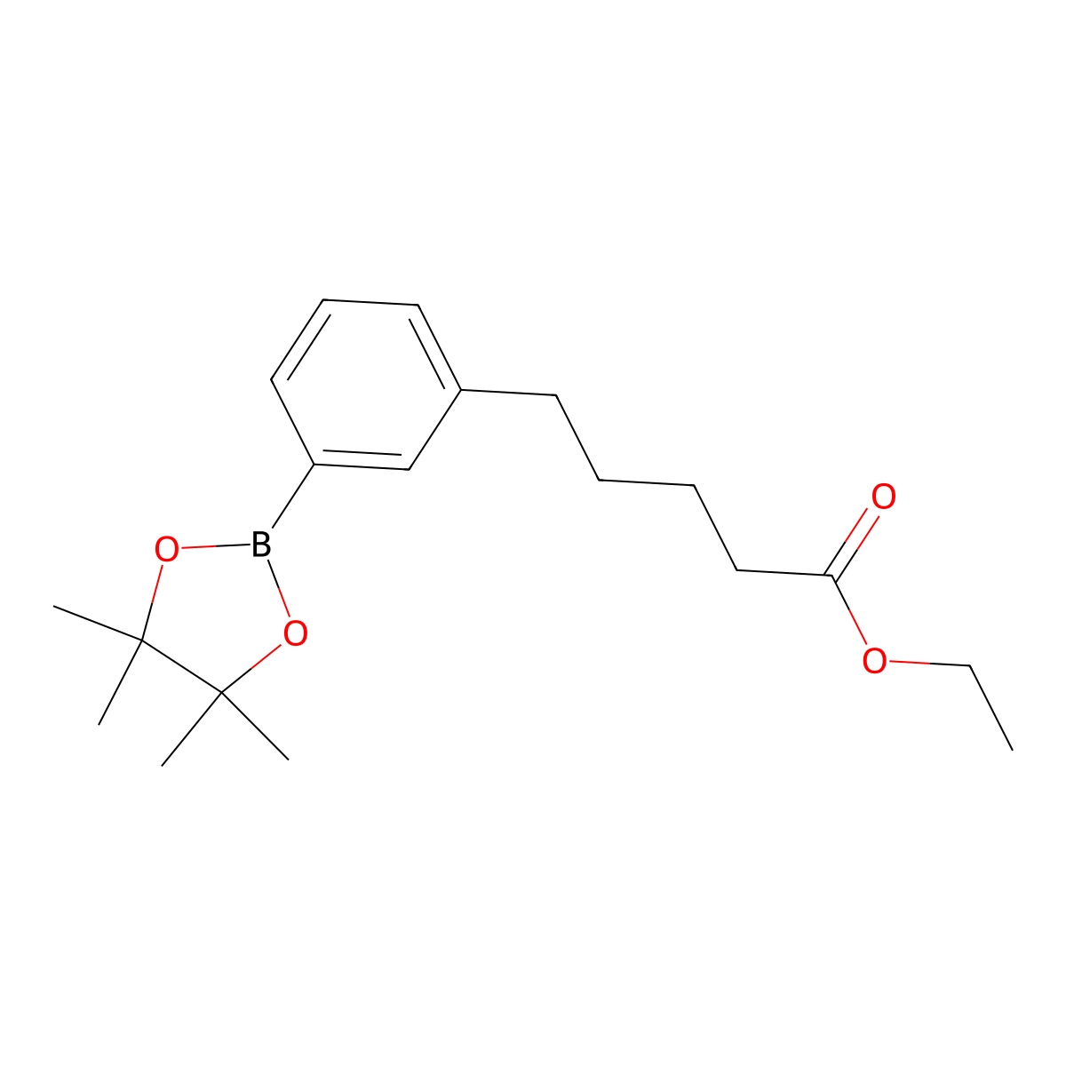 3-(4-Carboethoxybutyl)phenylboronic acid, pinacol ester molecular structure, CAS 2096337-99-2