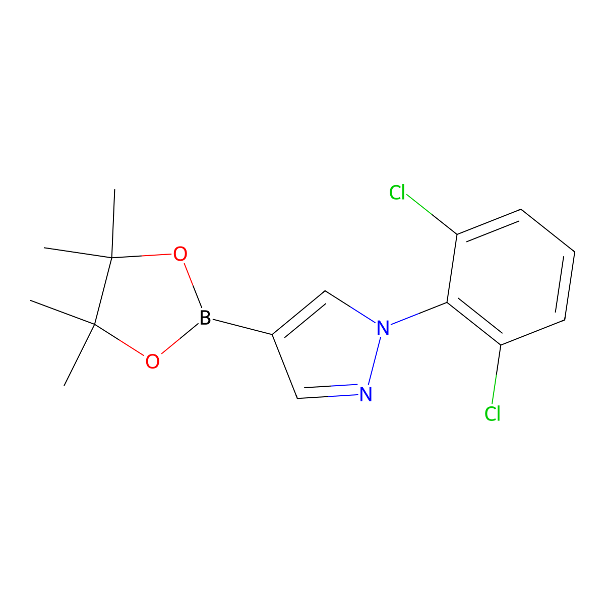 1-(2,6-Dichlorophenyl)pyrazole-4-boronic acid, pinacol ester molecular structure, CAS 2096338-01-9