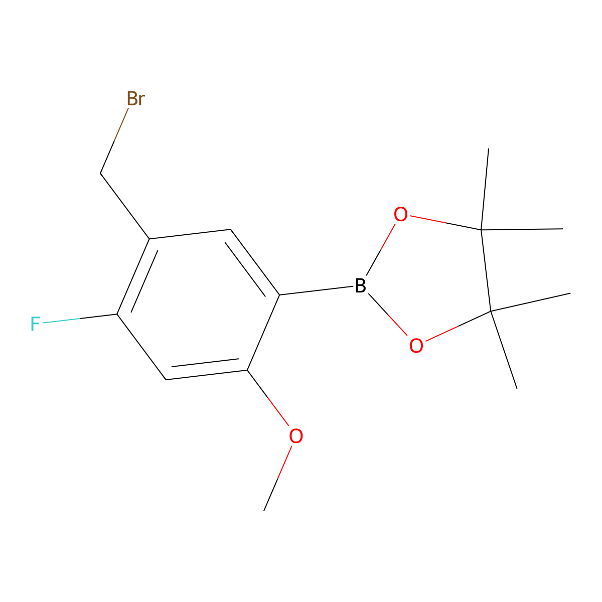 2-(5-(Bromomethyl)-4-fluoro-2-methoxyphenyl)-4,4,5,5-tetramethyl-1,3,2-dioxaborolane molecular structure, CAS 2096338-03-1
