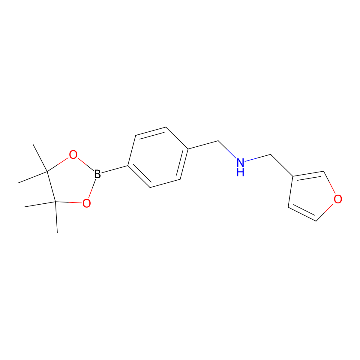 4-(3-Furfuryl)aminomethylphenylboronic acid pinacol ester molecular structure, CAS 2096338-07-5