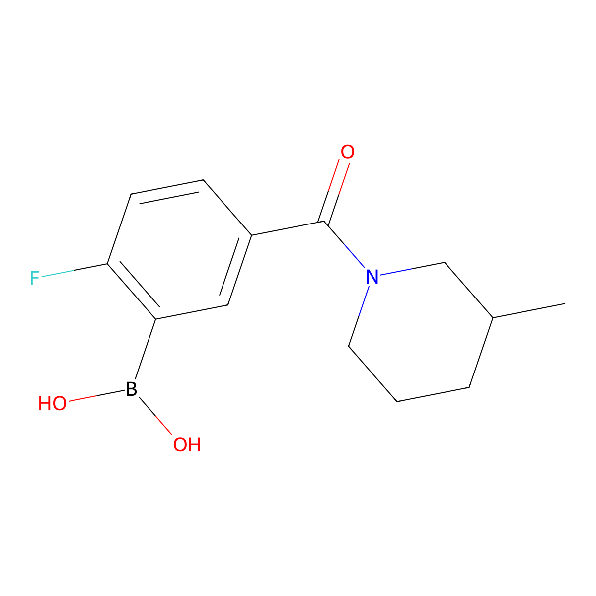 2-Fluoro-5-(3-methyl-1-piperidinylcarbonyl)phenylboronic acid molecular structure, CAS 2096338-09-7