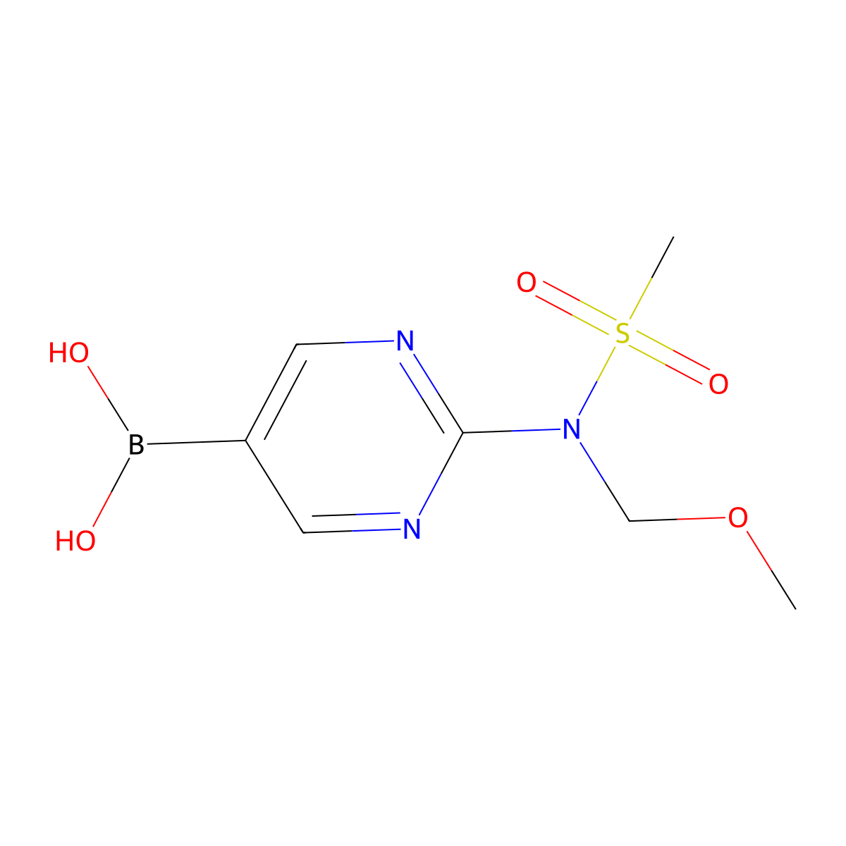 2-[N-(Methoxymethyl)methanesulfonamido]pyrimidine-5-boronic acid molecular structure, CAS 2096338-10-0