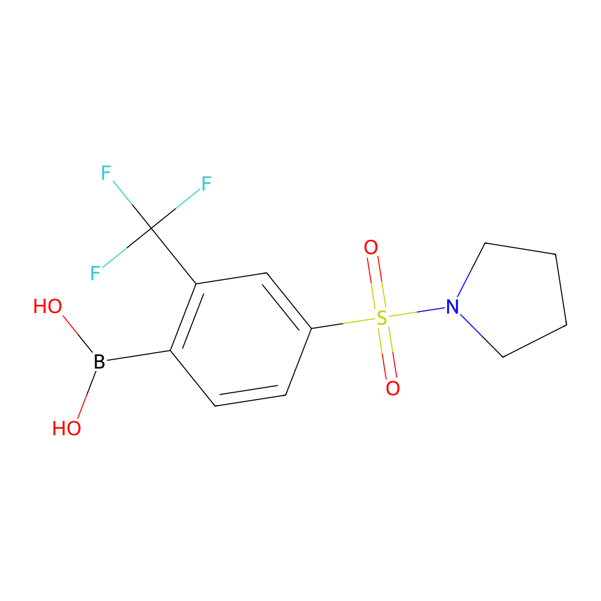 4-Pyrrolidinosulfonyl-2-trifluoromethylphenylboronic acid molecular structure, CAS 2096338-19-9
