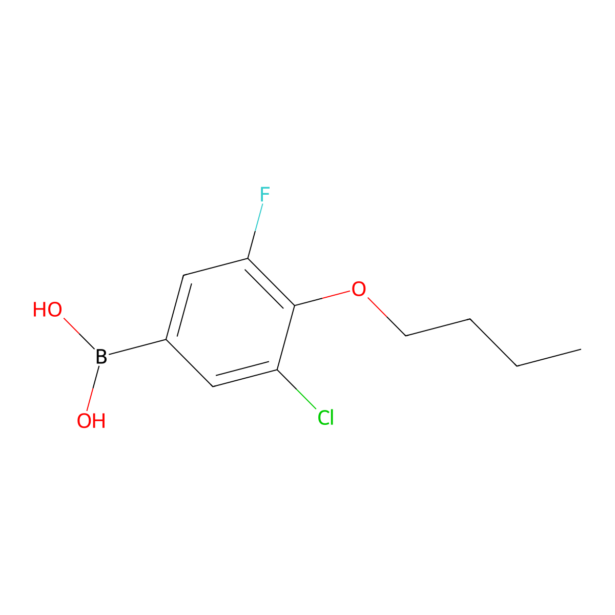 4-Butoxy-3-chloro-5-fluorophenylboronic acid molecular structure, CAS 2096338-35-9