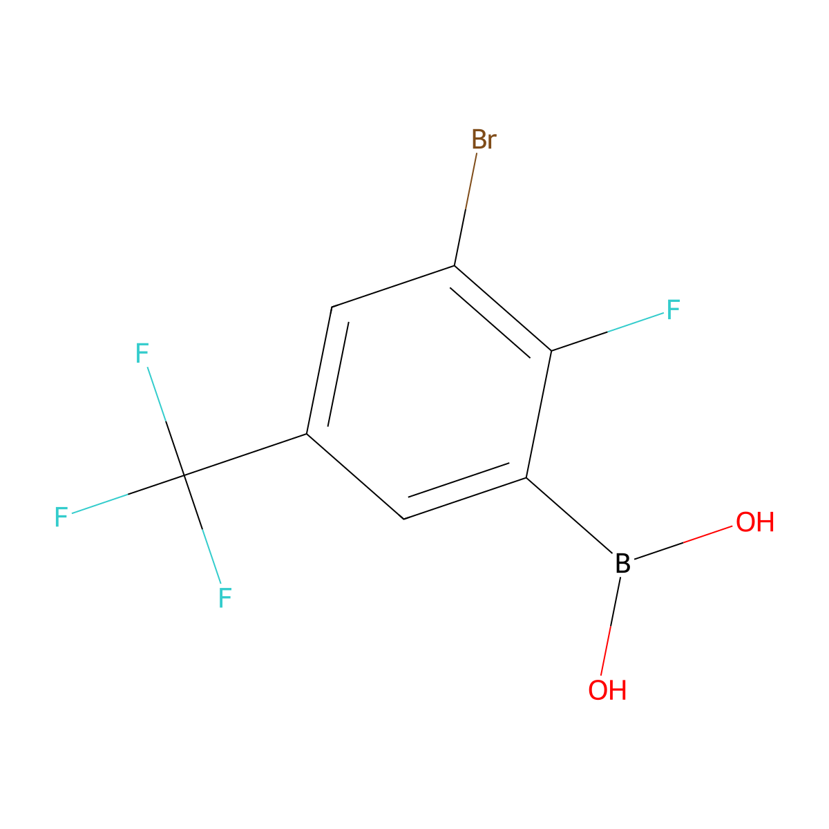 3-Bromo-2-fluoro-5-trifluoromethylphenylboronic acid molecular structure, CAS 2096338-38-2