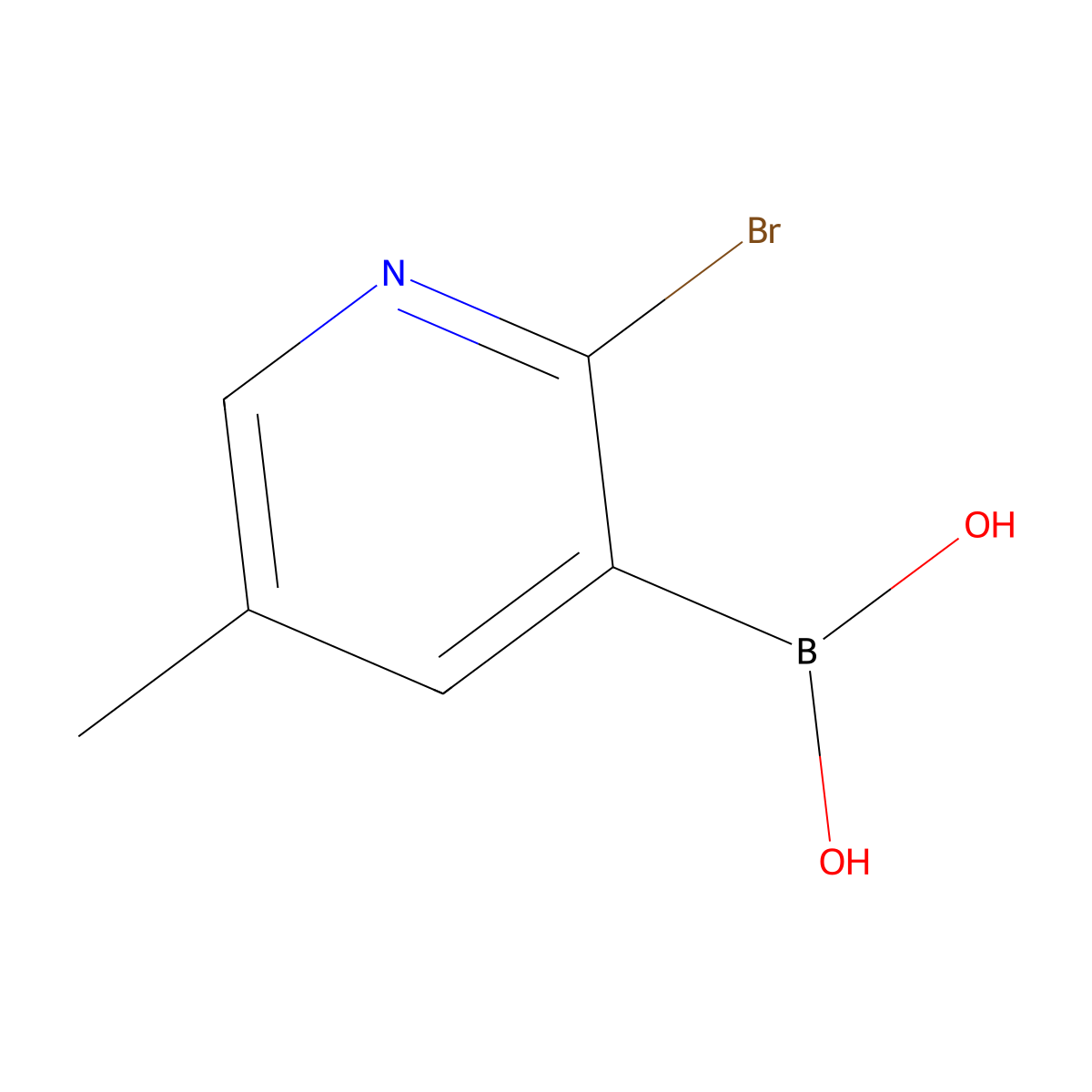 (2-Bromo-5-methylpyridin-3-yl)boronic acid molecular structure, CAS 2096338-41-7