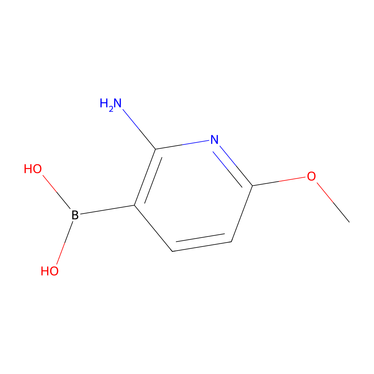 2-Amino-6-methoxypyridin-3-ylboronic acid molecular structure, CAS 2096338-58-6