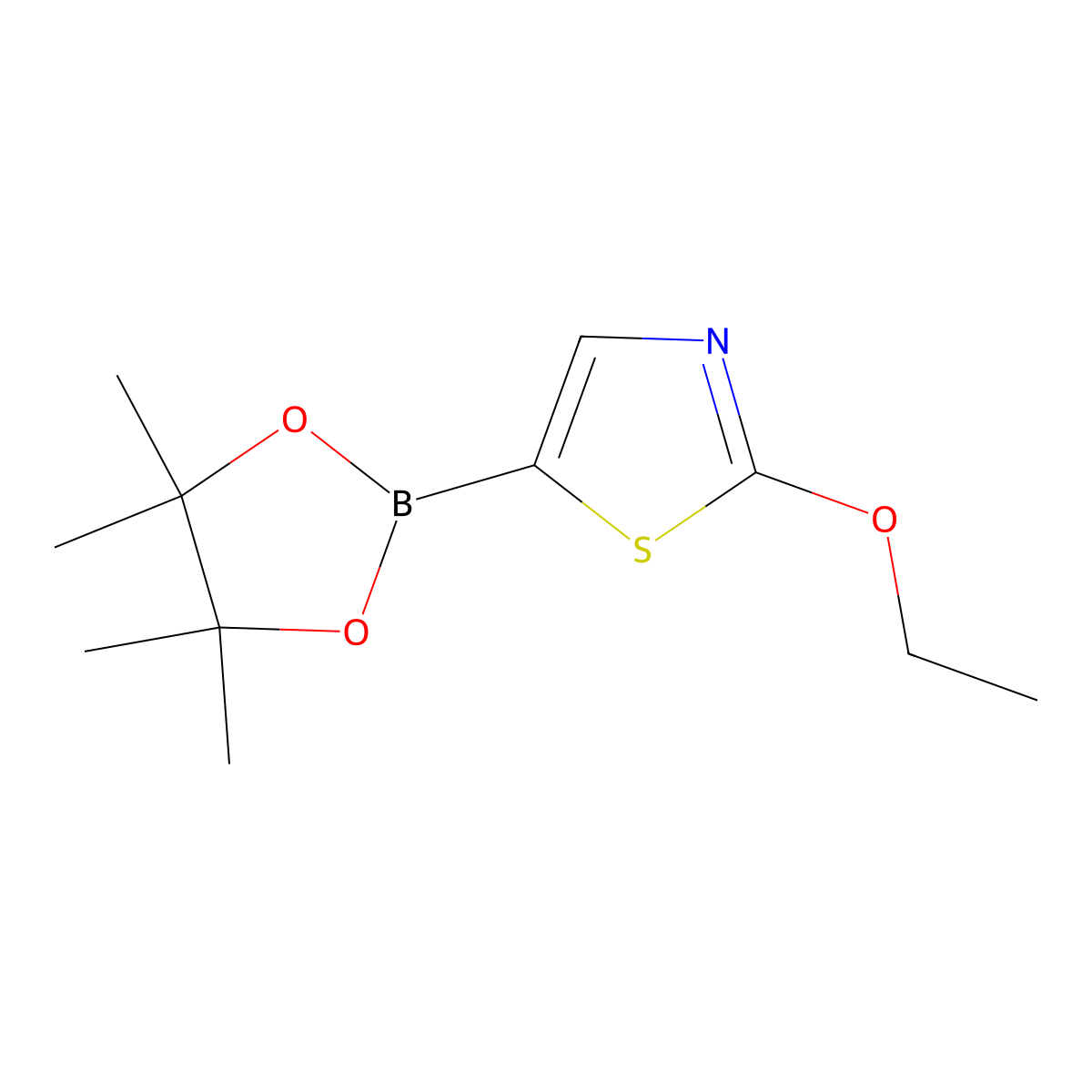 2-Ethoxy-5-(4,4,5,5-tetramethyl-1,3,2-dioxaborolan-2-yl)thiazole molecular structure, CAS 2096338-64-4