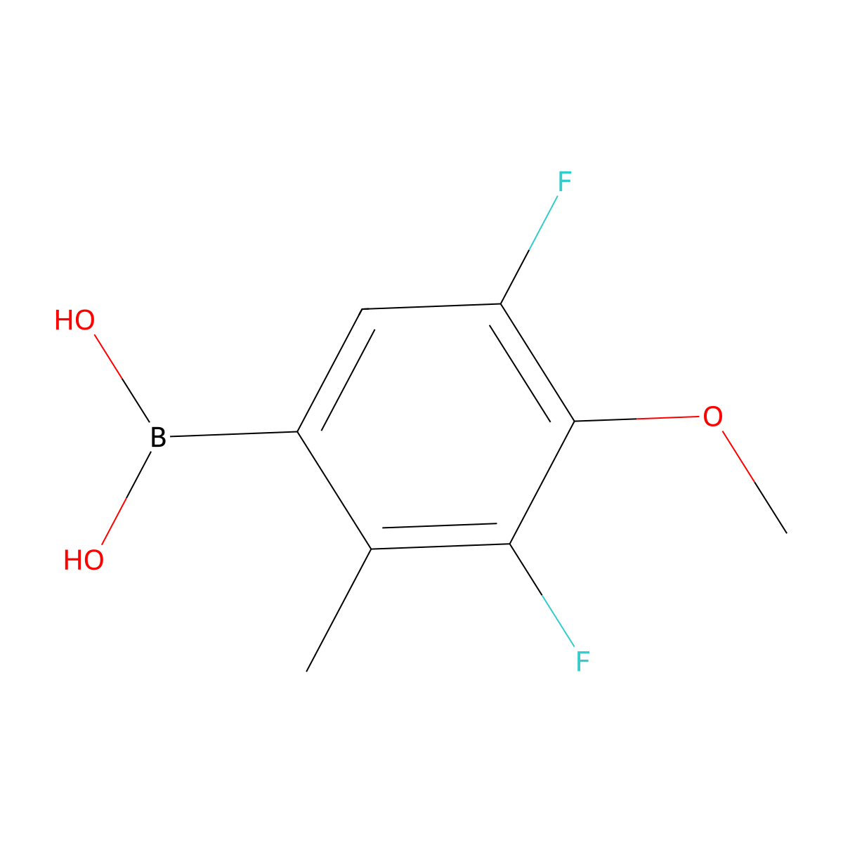 3,5-Difluoro-4-methoxy-2-methylphenylboronic acid molecular structure, CAS 2096338-65-5