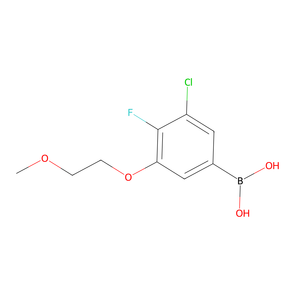3-Chloro-4-fluoro-5-(2-methoxyethoxy)phenylboronic acid molecular structure, CAS 2096338-69-9