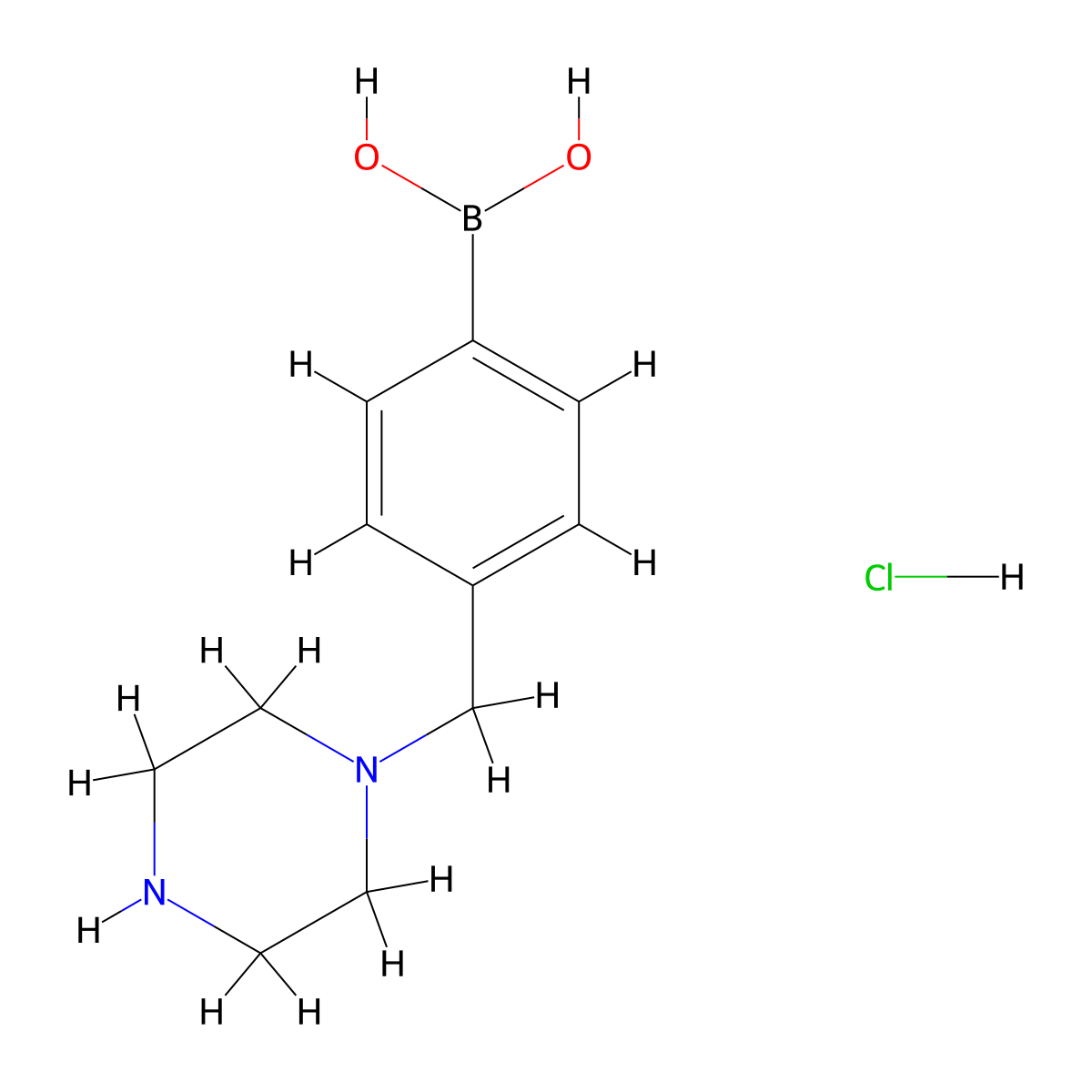 (4-(Piperazin-1-ylmethyl)phenyl)boronic acid hydrochloride molecular structure, CAS 2096338-77-9