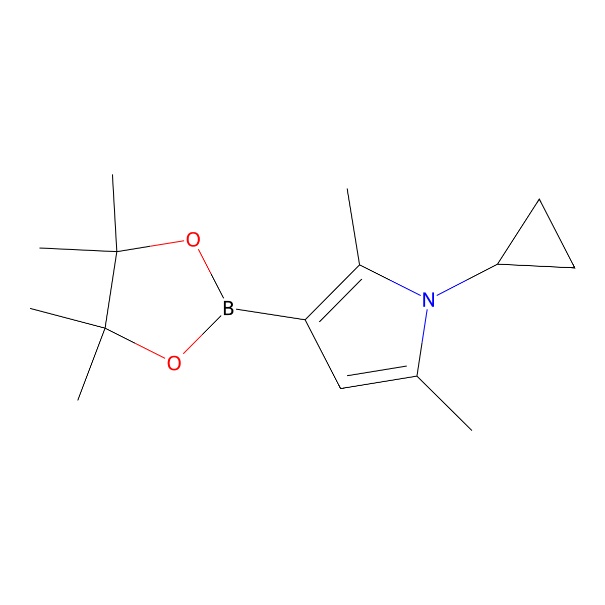 1-Cyclopropyl-2,5-dimethylpyrrole-4-boronic acid, pinacol ester molecular structure, CAS 2096338-83-7