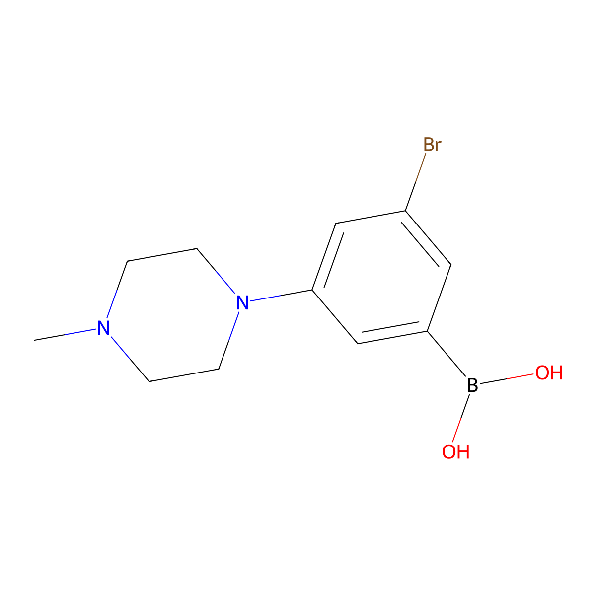3-Bromo-5-(4-methylpiperazino)phenylboronic acid molecular structure, CAS 2096338-85-9