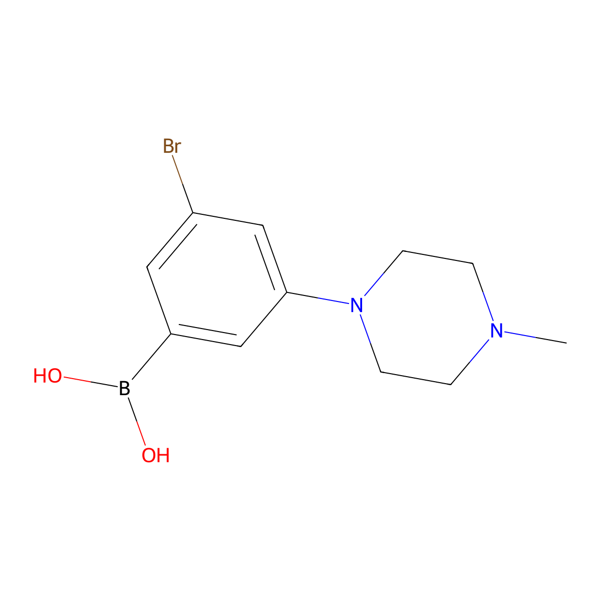 3-Bromo-5-(4-methylpiperazino)phenylboronic acid molecular structure, CAS 2096338-85-9
