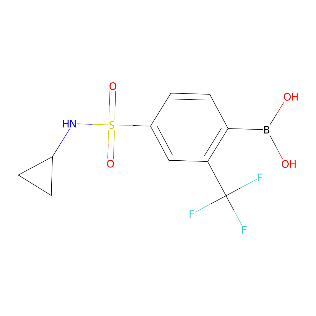 4-(Cyclopropylsulfamoyl)-2-(trifluoromethyl)phenylboronic acid molecular structure, CAS 2096339-19-2
