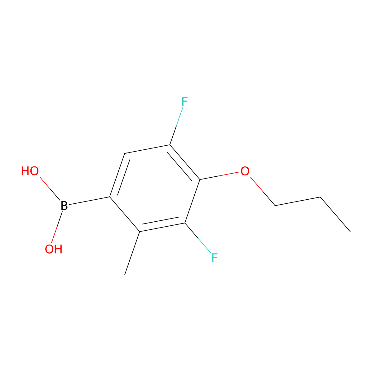 3,5-Difluoro-2-methyl-4-propoxyphenylboronic acid molecular structure, CAS 2096339-21-6