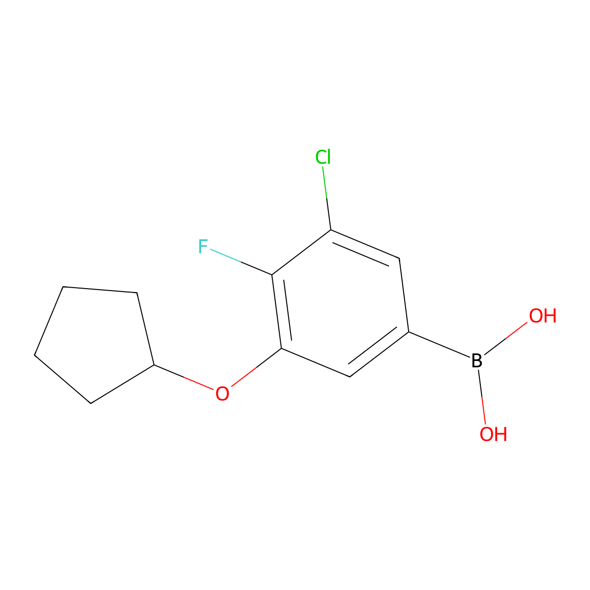 3-Chloro-5-(cyclopentyloxy)-4-fluorophenylboronic acid molecular structure, CAS 2096339-30-7