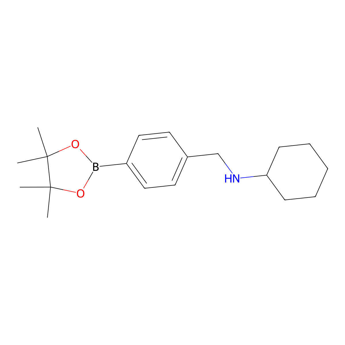 4-(Cyclohexyl)aminomethyl phenyl boronic acid pinacol ester molecular structure, CAS 2096339-32-9