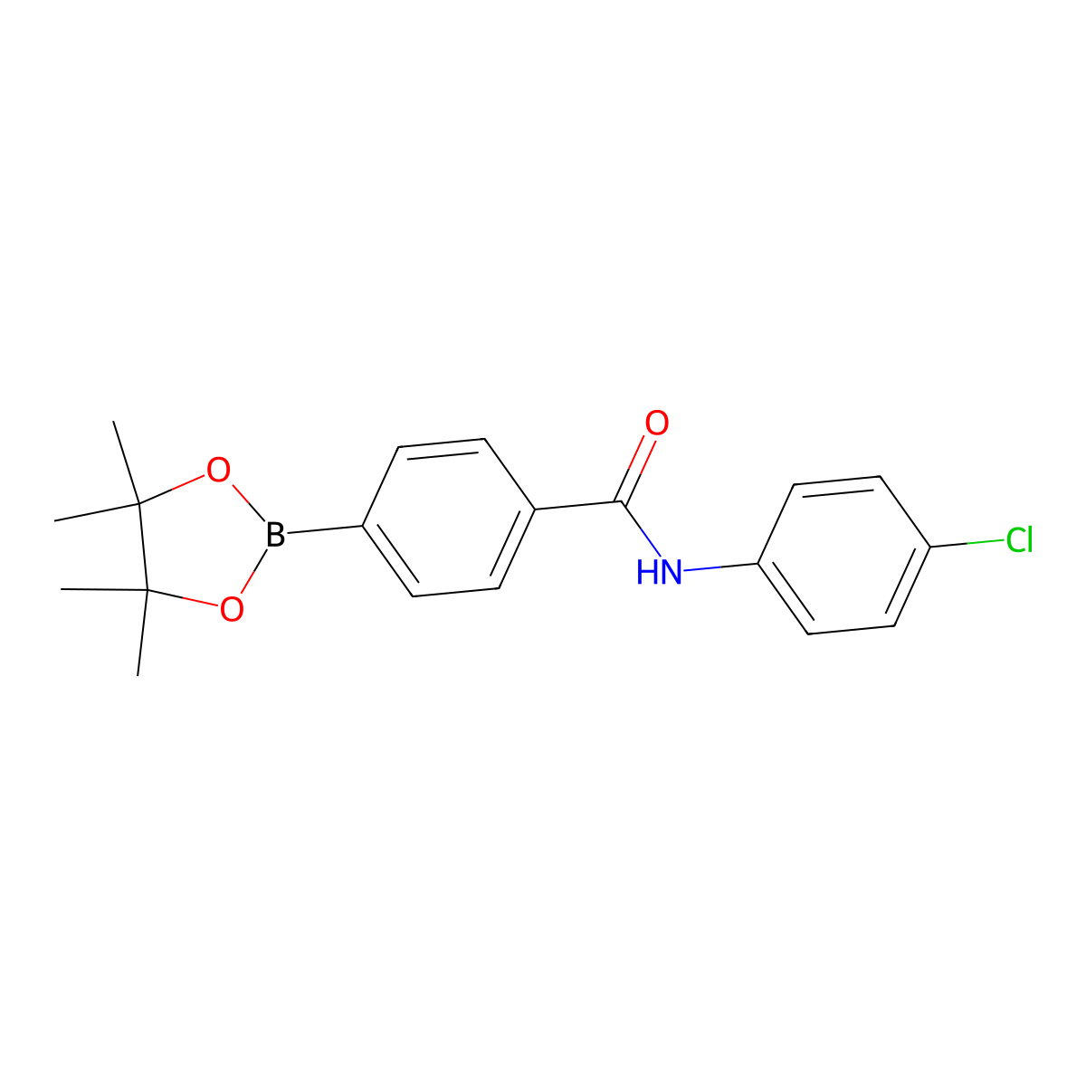 N-(4-Chloro-phenyl)-4-(4,4,5,5-tetramethyl-(1,3,2)dioxaborolan-2-yl)-benzamide molecular structure, CAS 2096339-42-1
