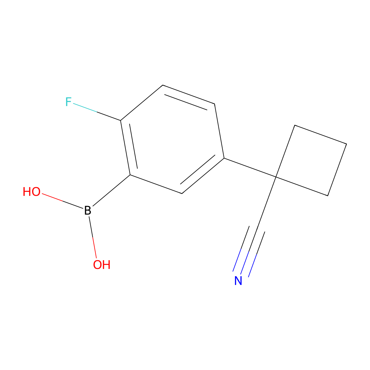 5-(1-Cyanocyclobutyl)-2-fluorophenylboronic acid molecular structure, CAS 2096339-45-4