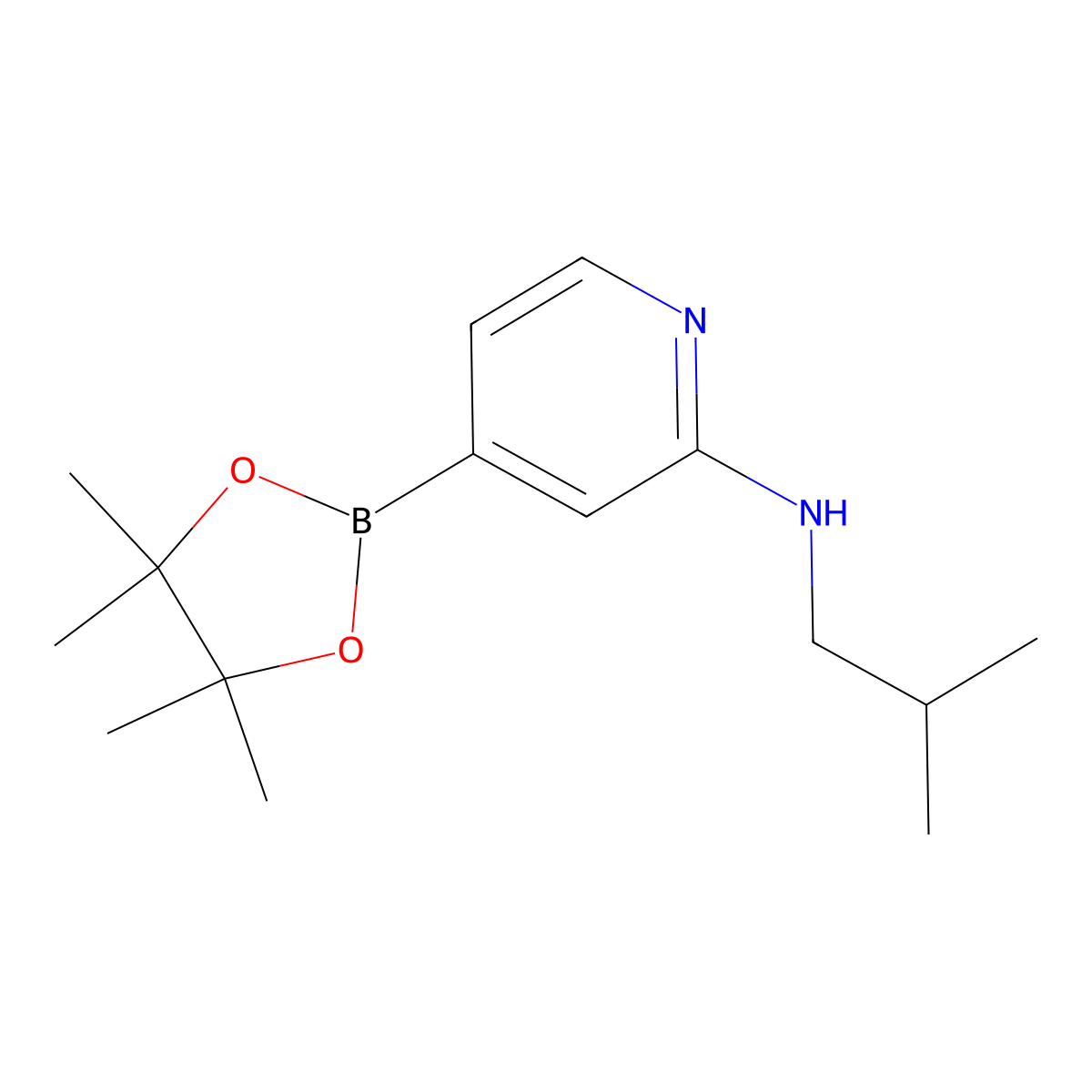 2-(Isobutylamino)pyridine-4-boronic acid pinacol ester molecular structure, CAS 2096339-50-1