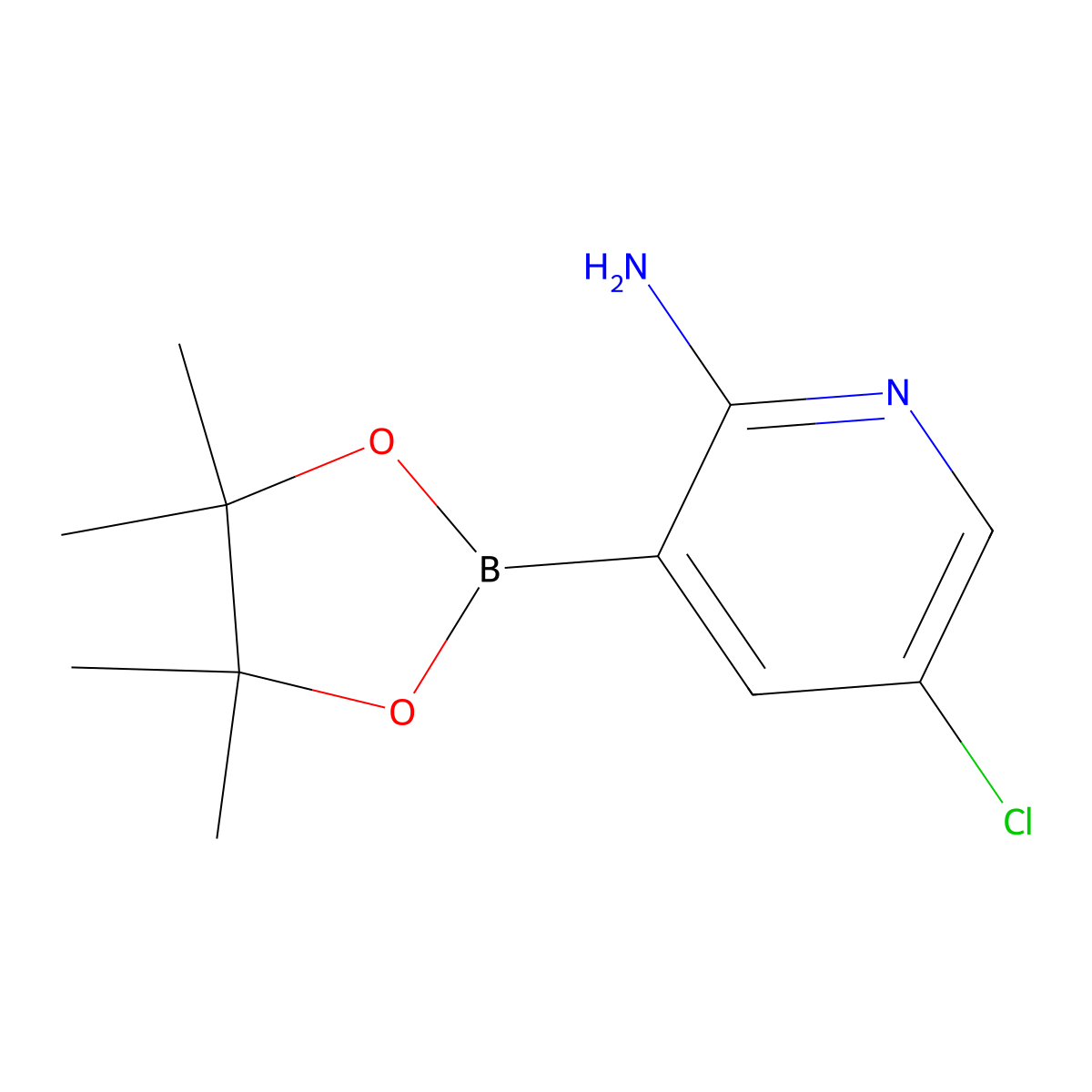 5-Chloro-3-(4,4,5,5-tetramethyl-1,3,2-dioxaborolan-2-yl)pyridin-2-amine molecular structure, CAS 2096339-55-6