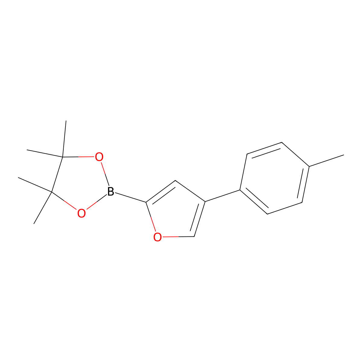 4-(4-Tolyl)furan-2-boronic acid pinacol ester molecular structure, CAS 2096339-63-6