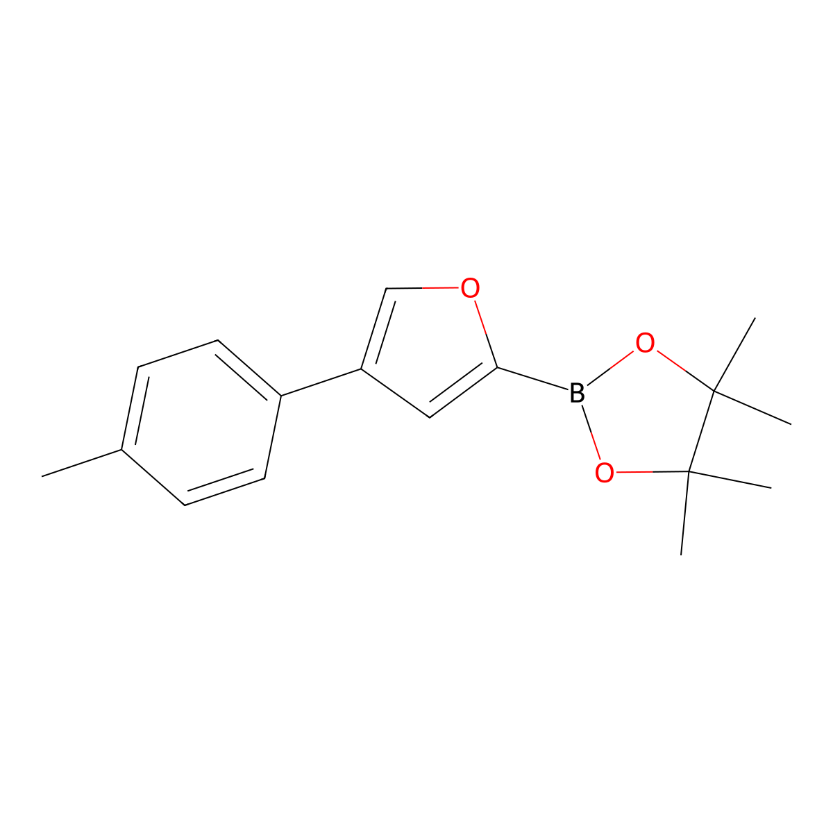4-(4-Tolyl)furan-2-boronic acid pinacol ester molecular structure, CAS 2096339-63-6