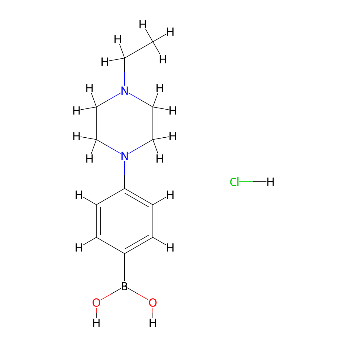 (4-(4-Ethylpiperazin-1-yl)phenyl)boronic acid monohydrochloride molecular structure, CAS 2096339-70-5