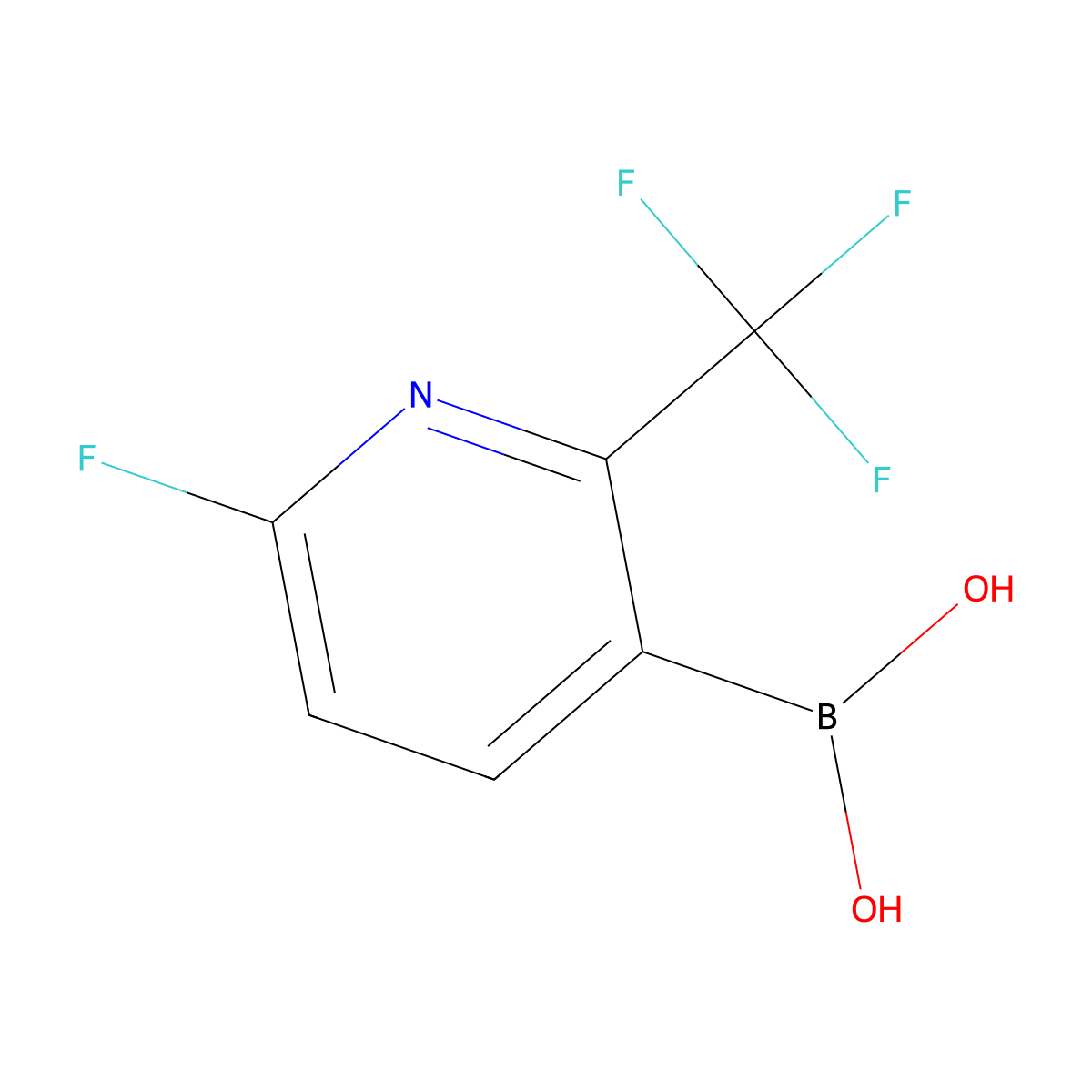 [6-Fluoro-2-(trifluoromethyl)pyridin-3-yl]boronic acid molecular structure, CAS 2096339-79-4