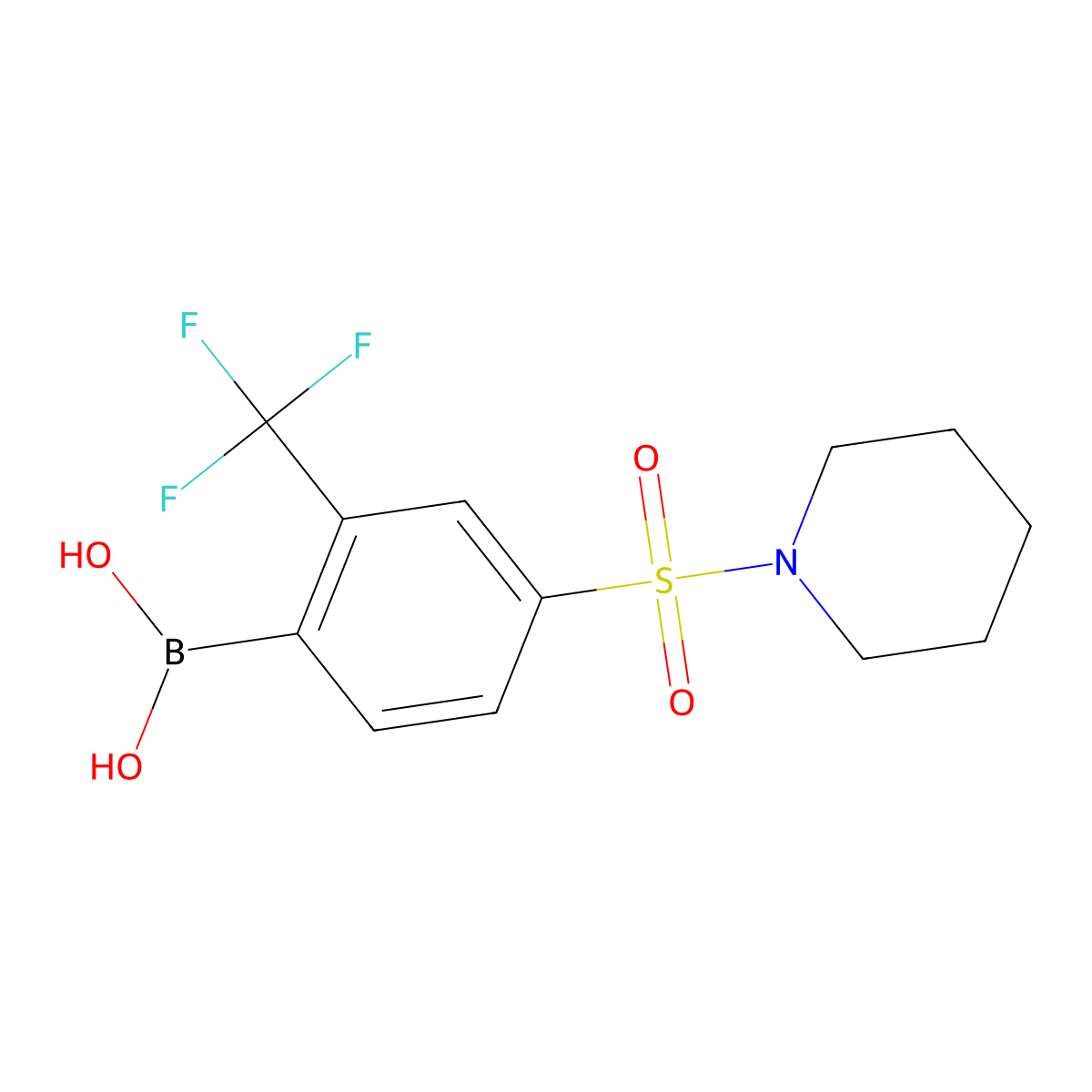 4-(Piperidin-1-ylsulfonyl)-2-trifluoromethylphenylboronic acid molecular structure, CAS 2096339-82-9