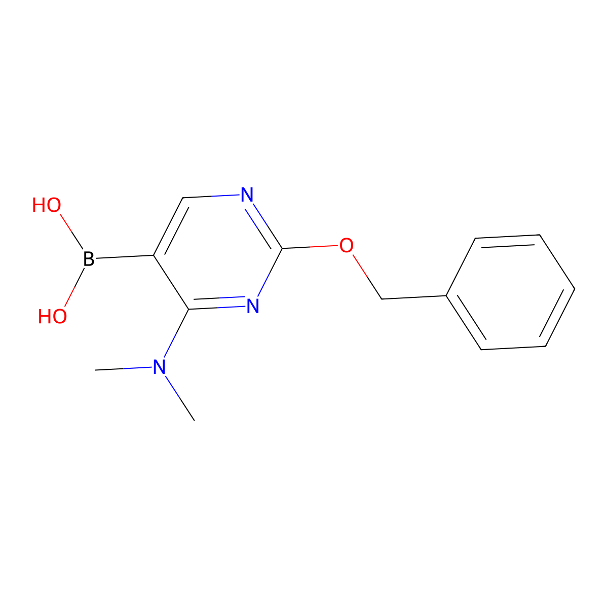 2-(Benzyloxy)-4-(dimethylamino)pyrimidine-5-boronic acid molecular structure, CAS 2096339-95-4