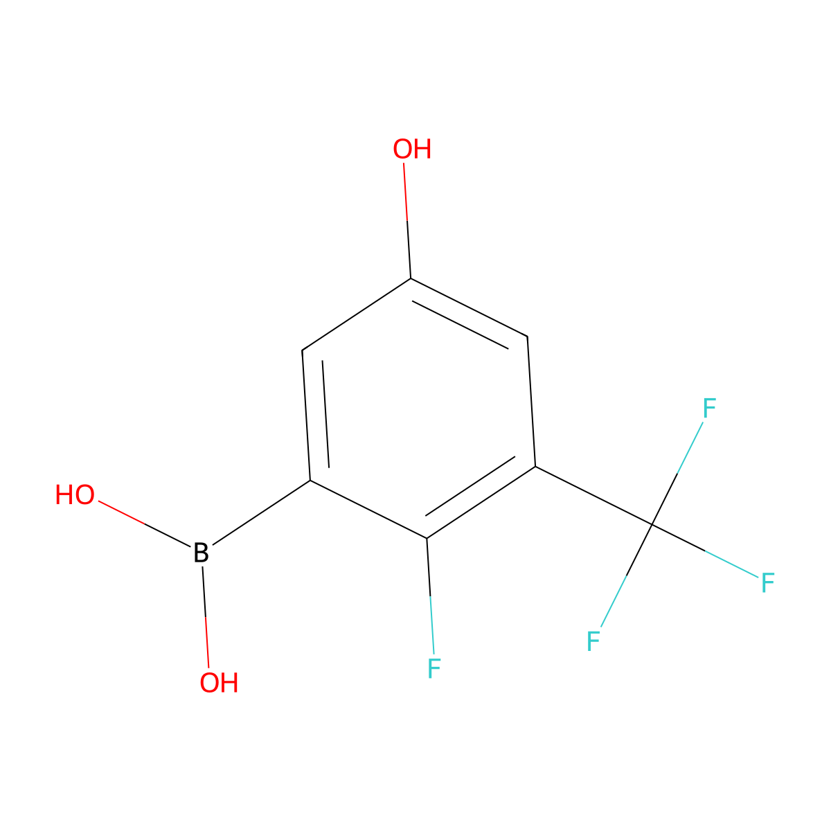 2-Fluoro-5-hydroxy-3-(trifluoromethyl)phenylboronic acid molecular structure, CAS 2096339-99-8