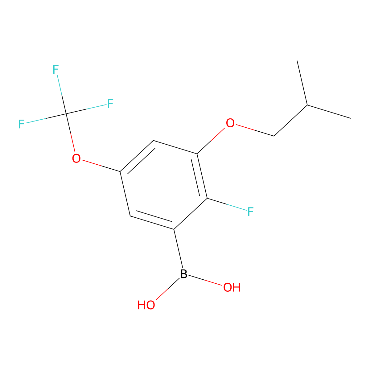 2-Fluoro-3-isobutoxy-5-(trifluoromethoxy)phenylboronic acid molecular structure, CAS 2096340-02-0