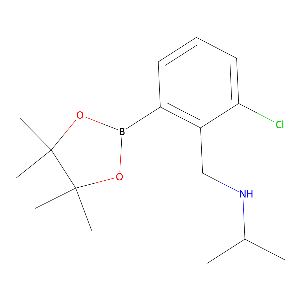 3-Chloro-2-(N-isopropylaminomethyl)phenylboronic acid, pinacol ester molecular structure, CAS 2096340-07-5