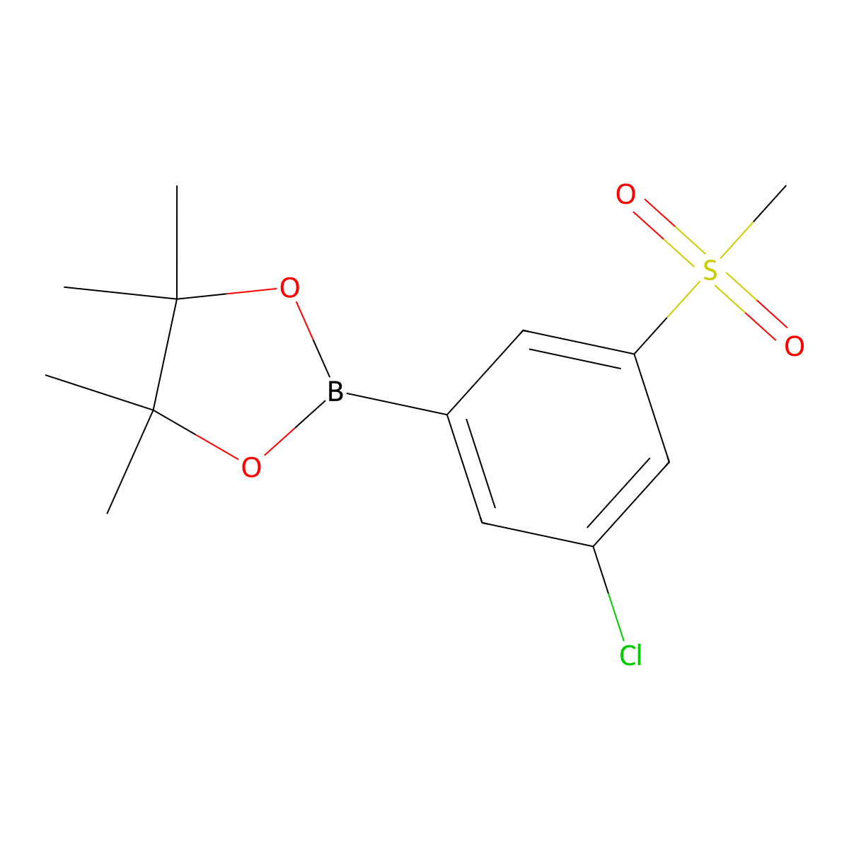 2-(3-Chloro-5-(methylsulfonyl)phenyl)-4,4,5,5-tetramethyl-1,3,2-dioxaborolane molecular structure, CAS 2096340-11-1