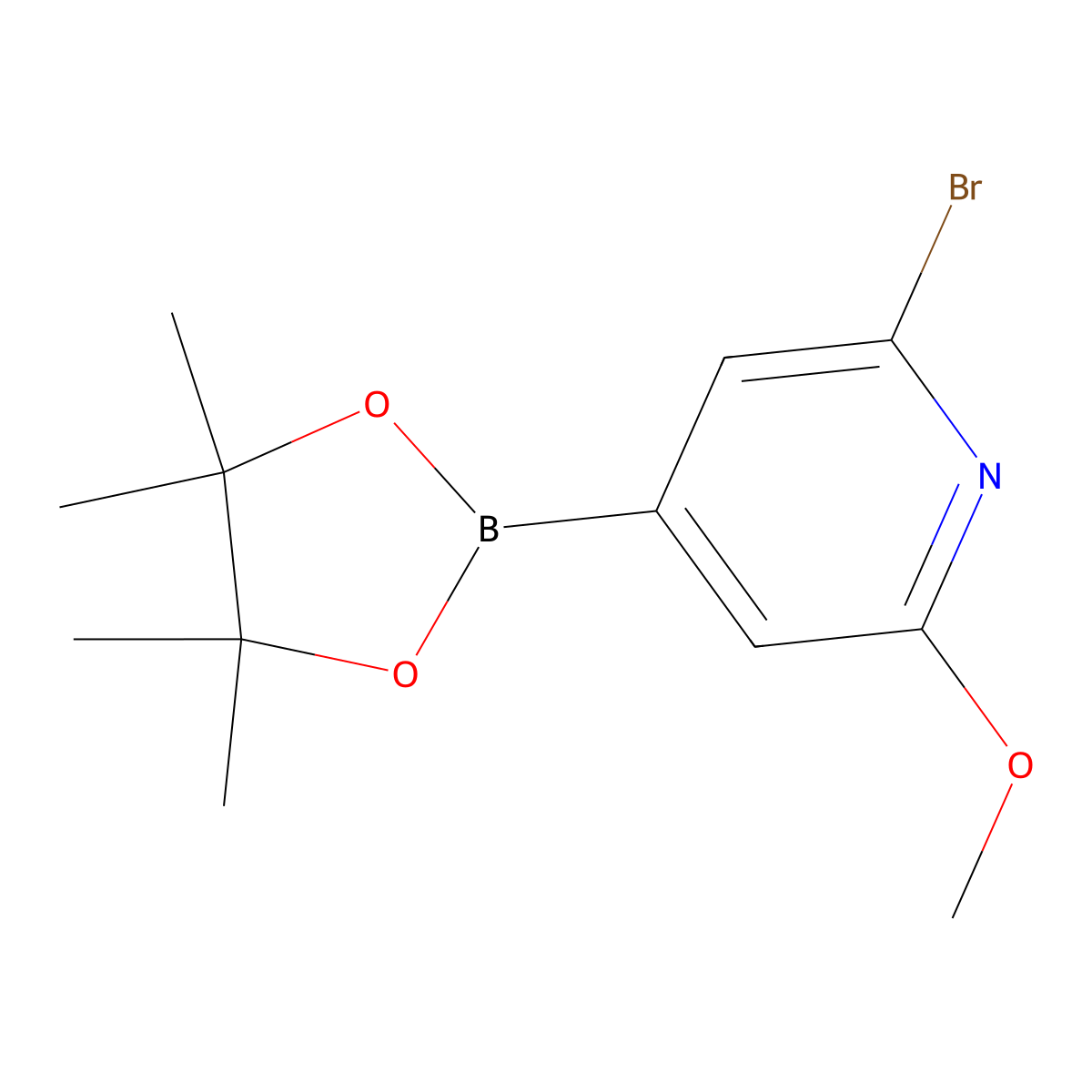 2-Bromo-6-methoxy-4-(4,4,5,5-tetramethyl-1,3,2-dioxaborolan-2-YL)pyridine molecular structure, CAS 2096340-13-3