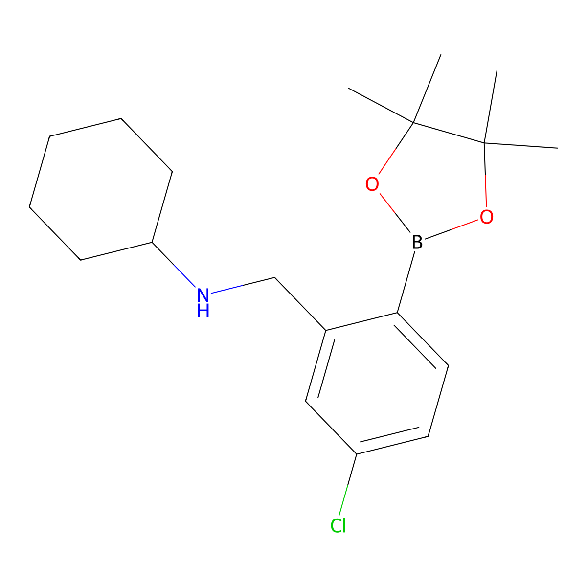 N-(5-Chloro-2-(4,4,5,5-tetramethyl-1,3,2-dioxaborolan-2-yl)benzyl)cyclohexanamine molecular structure, CAS 2096340-23-5