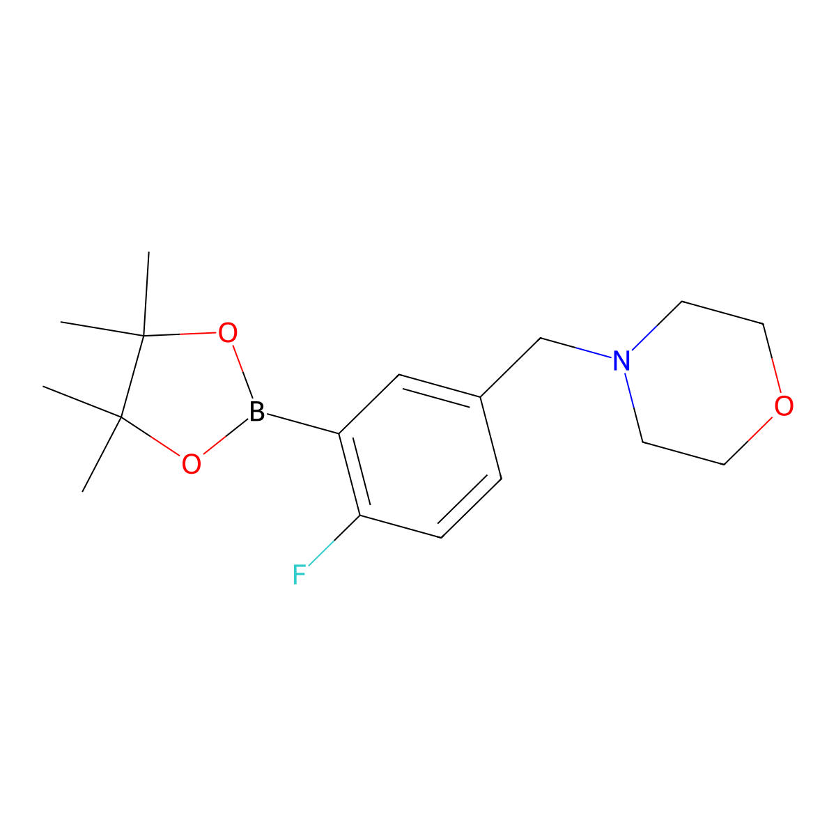 2-Fluoro-5-(morpholinomethyl)phenylboronic acid, pinacol ester molecular structure, CAS 2096340-24-6