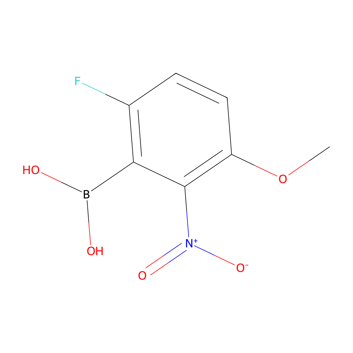 6-Fluoro-3-methoxy-2-nitrophenylboronic acid molecular structure, CAS 2096340-28-0