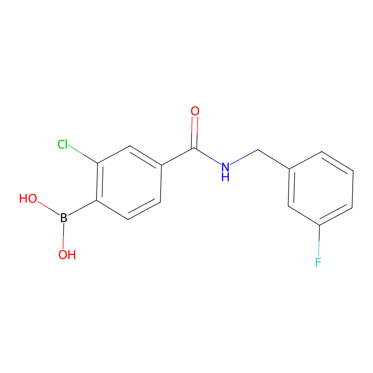 Boronic acid, B-[2-chloro-4-[[[(3-fluorophenyl)methyl]amino]carbonyl]phenyl]- molecular structure, CAS 2096340-31-5