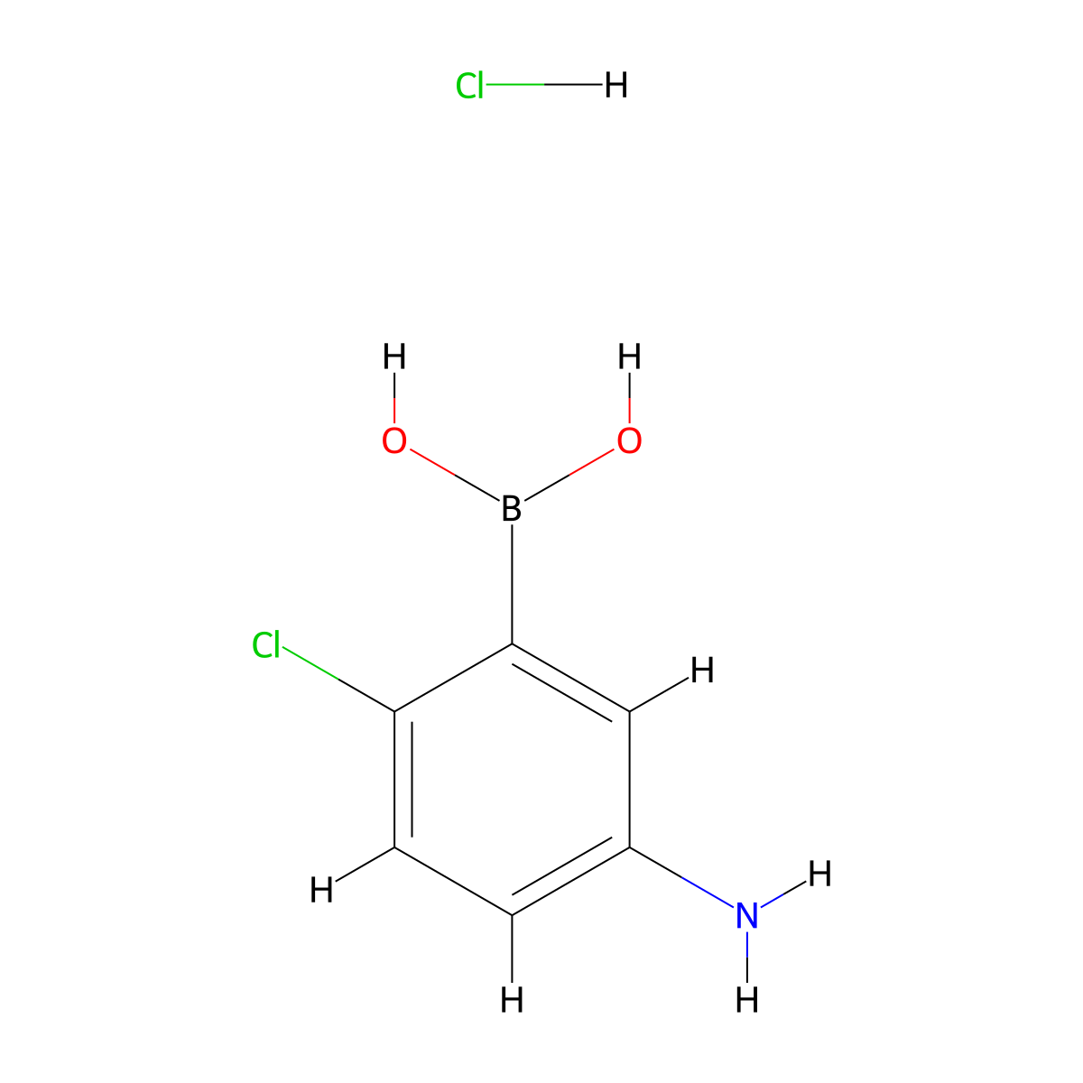 (5-Amino-2-chlorophenyl)boronic acid hydrochloride molecular structure, CAS 2096340-32-6