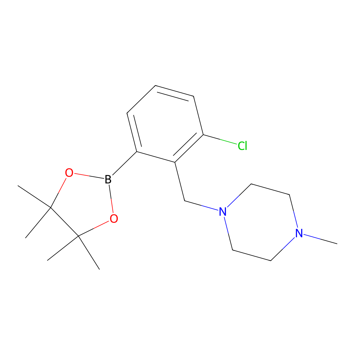 1-(2-Chloro-6-(4,4,5,5-tetramethyl-1,3,2-dioxaborolan-2-yl)benzyl)-4-methylpiperazine molecular structure, CAS 2096340-35-9