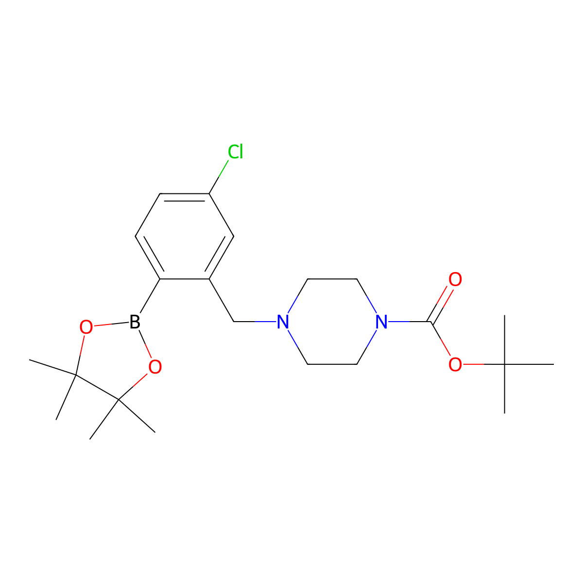 2-(4-BOC-Piperazino)methyl-4-chlorophenylboronic acid, pinacol ester molecular structure, CAS 2096341-22-7