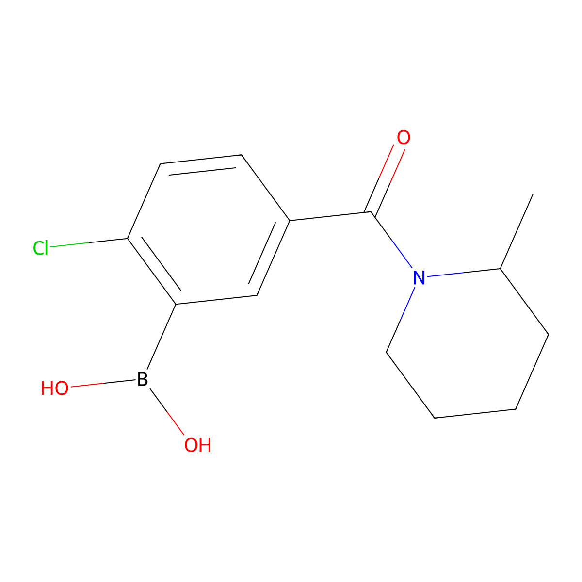 Boronic acid, B-[2-chloro-5-[(2-methyl-1-piperidinyl)carbonyl]phenyl]- molecular structure, CAS 2096341-26-1