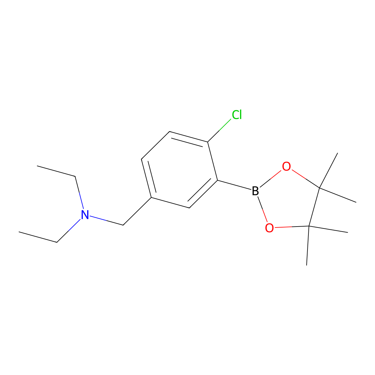 2-Chloro-5-(N,N-diethylaminomethyl)phenylboronic acid, pinacol ester molecular structure, CAS 2096341-29-4