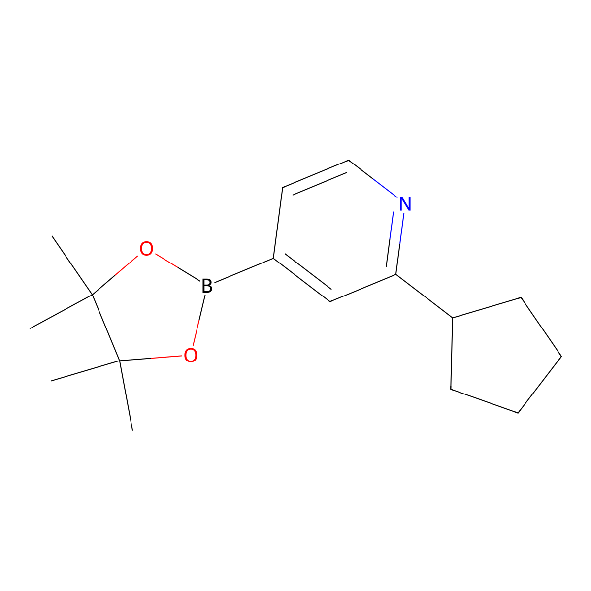 2-Cyclopentyl-4-(4,4,5,5-tetramethyl-1,3,2-dioxaborolan-2-YL)pyridine molecular structure, CAS 2096341-37-4