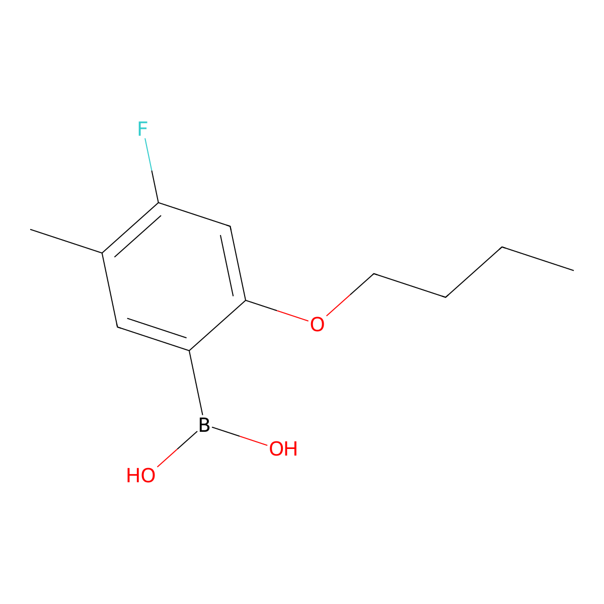 2-Butoxy-4-fluoro-5-methylphenylboronic acid molecular structure, CAS 2096341-46-5