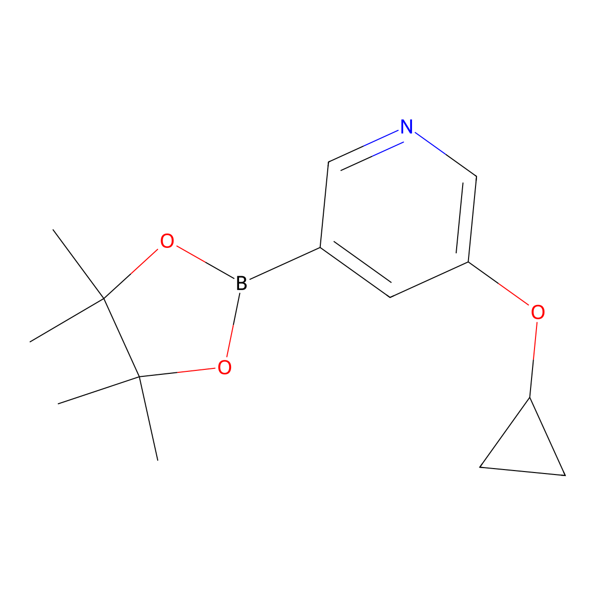 3-Cyclopropoxy-5-(4,4,5,5-tetramethyl-1,3,2-dioxaborolan-2-YL)pyridine molecular structure, CAS 2096341-47-6